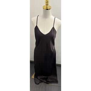 Gillian O’Malley Black Satin Nightgown Size Medium Long Open Sides